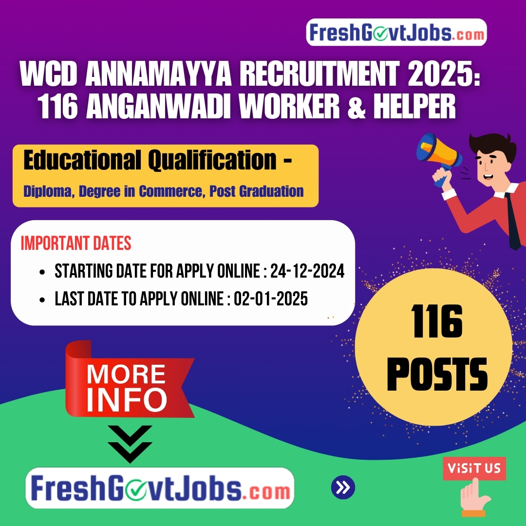 WCD Annamayya Recruitment 2025: 116 Anganwadi Worker & Helper Vacancies – Apply Now