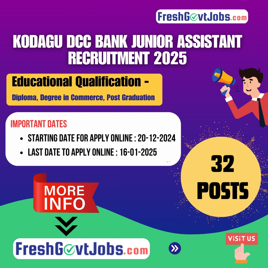 Kodagu DCC Bank Junior Assistant Recruitment 2025 – Apply for 32 Vacancies