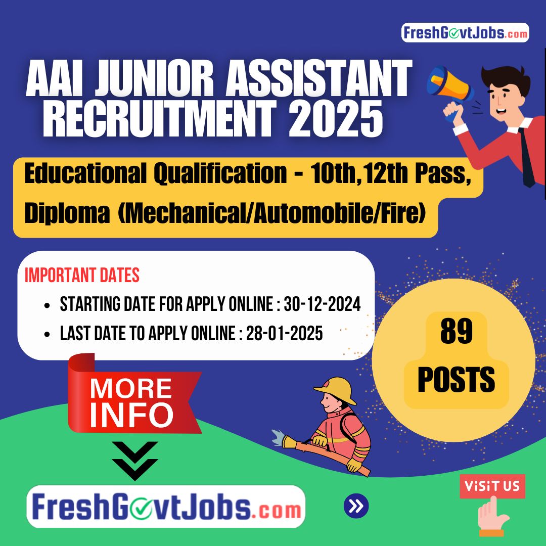 AAI Junior Assistant Recruitment 2025 - 89 Fire Service Vacancies | Apply Now