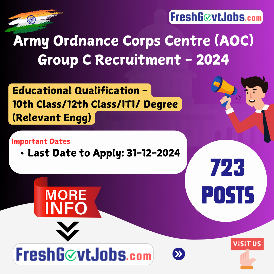 AOC Group C Recruitment 2024 – 723 Vacancies Open for Various Posts